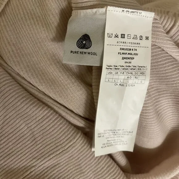 Max Mara Leisure Lorena Wool Cowl Neck Sweater Top Light Pink Sz L NWT $295